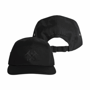 Embroidered Emblem 5 Panel Cap – Black