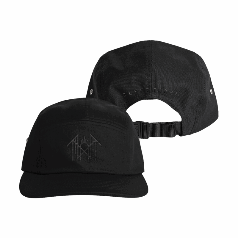 Embroidered Emblem 5 Panel Cap – Black